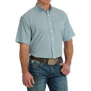 Cinch Mens ArenaFlex Short Sleeve White Print Shirt