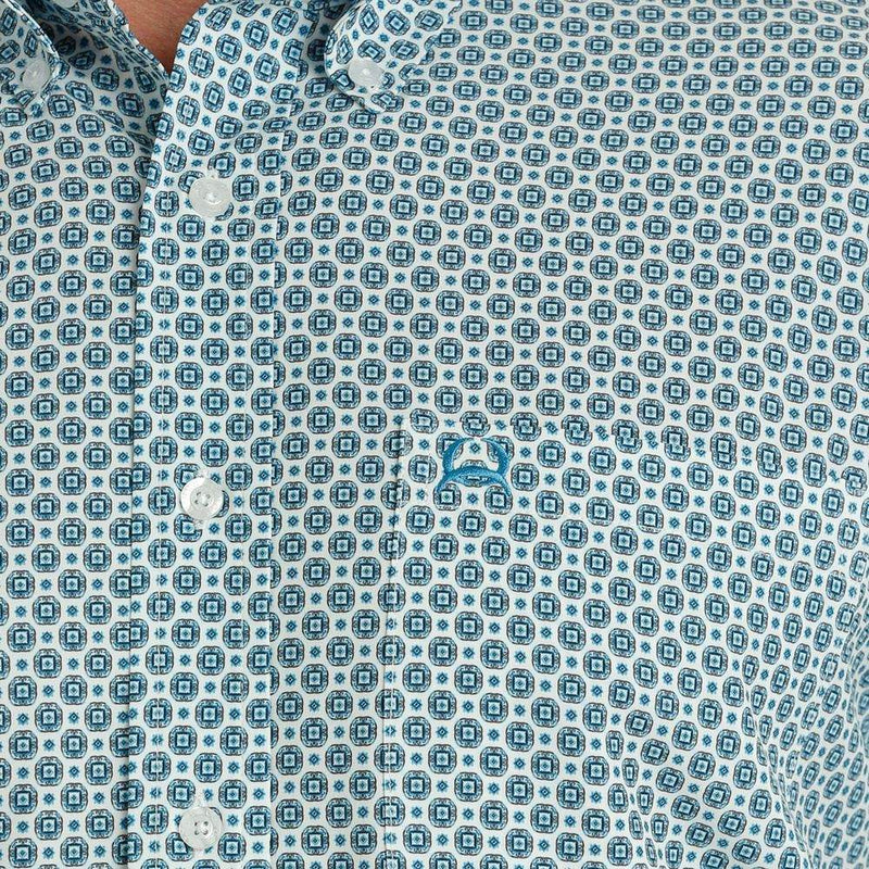 Cinch Mens ArenaFlex Short Sleeve White Print Shirt