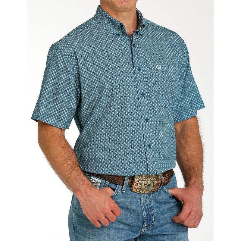 Cinch Men's Teal ArenaFlex Short Sleeve Button Down