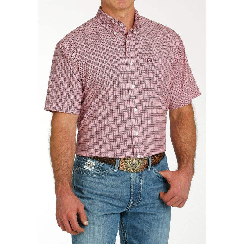 Cinch Men's Pink ArenaFlex Short Sleeve Button Down