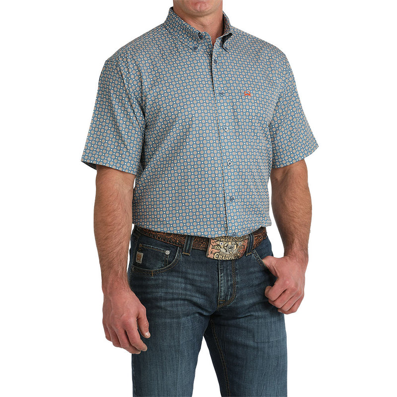 Cinch Men's Blue Print Arena Flex Short Sleeve Shirt