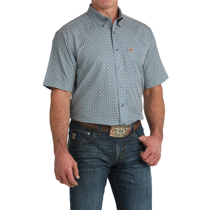 Cinch Men's Blue Print Arena Flex Short Sleeve Shirt