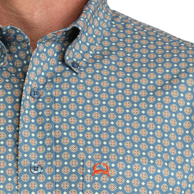 Cinch Men's Blue Print Arena Flex Short Sleeve Shirt