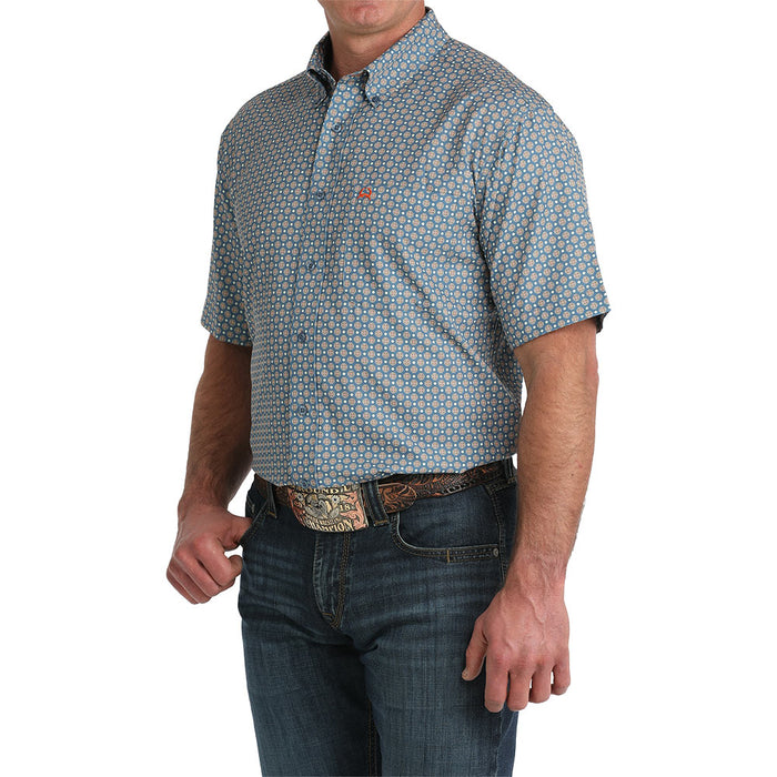 Cinch Men's Blue Print Arena Flex Short Sleeve Shirt