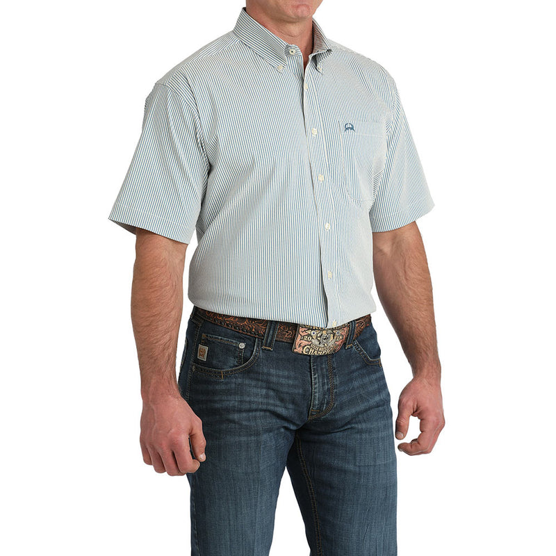 Cinch Men's Blue Stripe ArenaFlex Short Sleeve Shirt