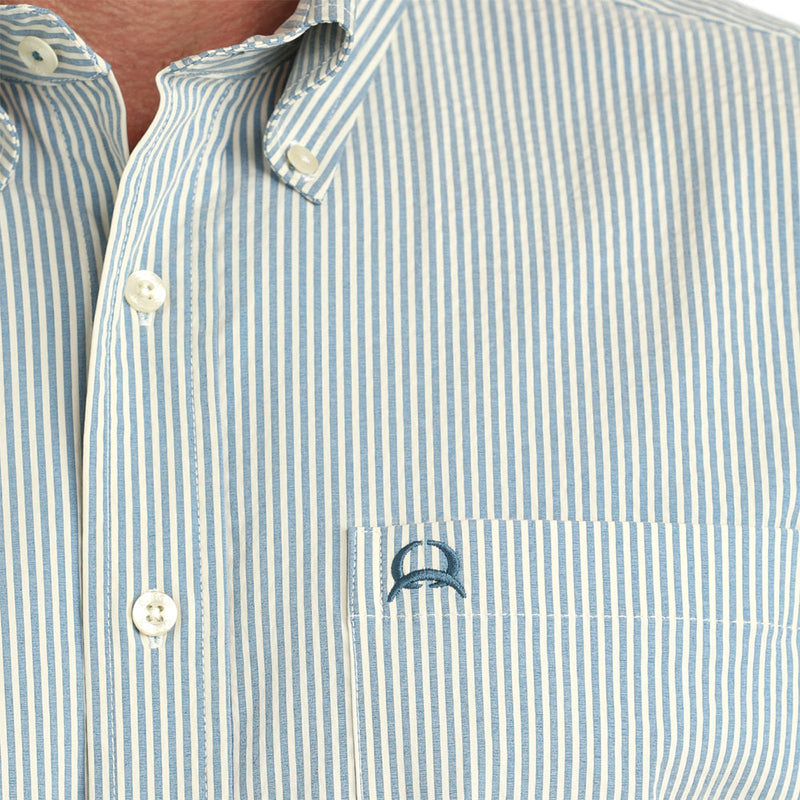 Cinch Men's Blue Stripe ArenaFlex Short Sleeve Shirt
