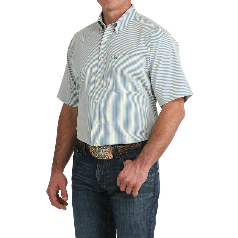 Cinch Men's Blue Stripe ArenaFlex Short Sleeve Shirt