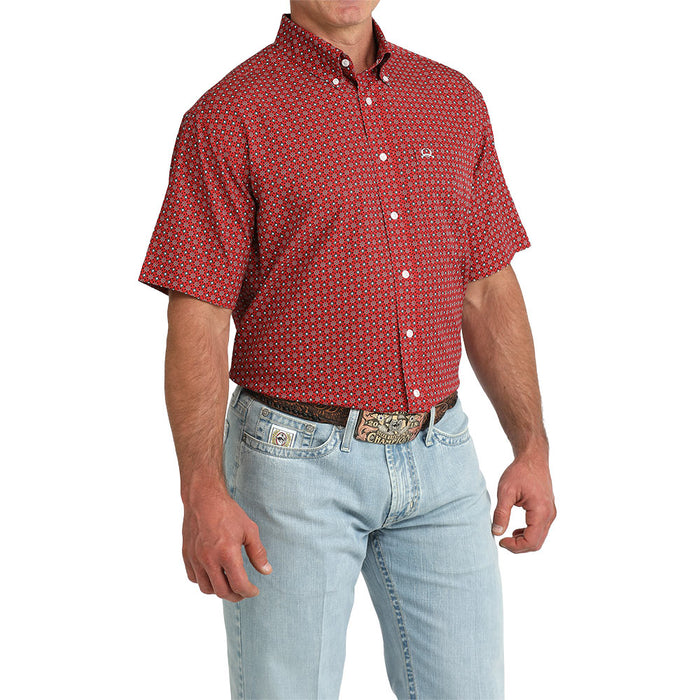 Cinch Men's Red Print ArenaFlex Short Sleeve Shirt