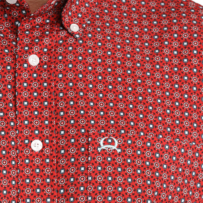 Cinch Men's Red Print ArenaFlex Short Sleeve Shirt