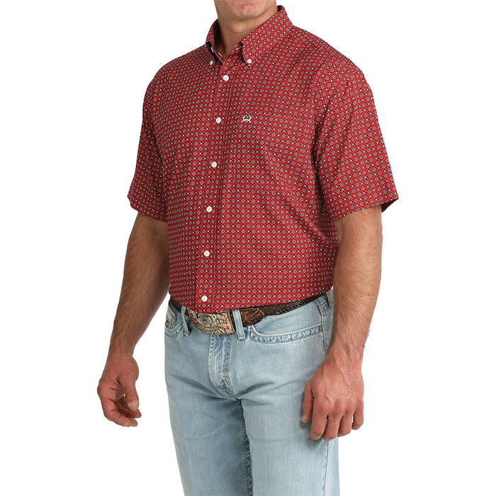 Cinch Men's Red Print ArenaFlex Short Sleeve Shirt