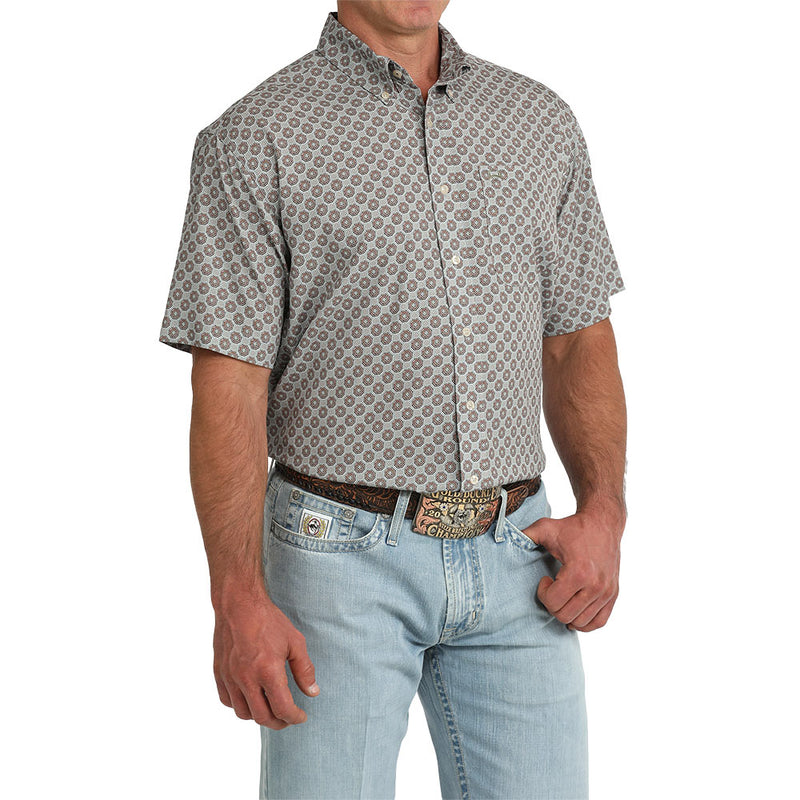 Cinch Men's Grey Print ArenaFlex Short Sleeve Shirt