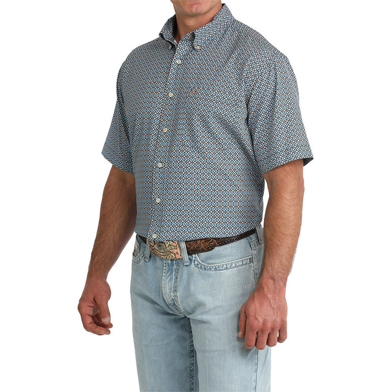 Cinch Men's Blue Print ArenaFlex Short Sleeve Shirt
