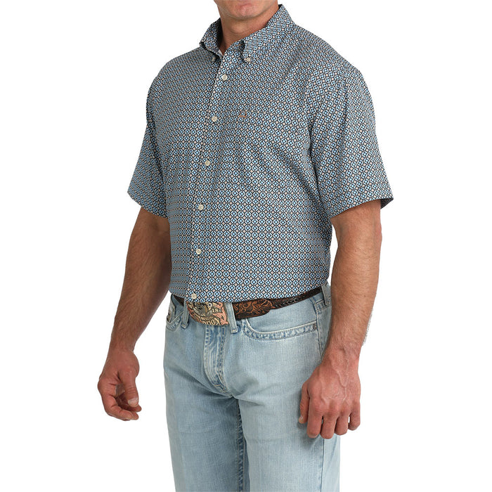 Cinch Men's Blue Printed ArenaFlex Short Sleeve Shirt