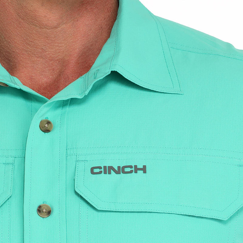 Cinch Mens Arena Flex Turquoise Long Sleeve Button Down Shirt