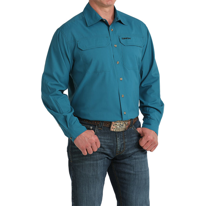 Cinch Men's Teal Long Sleeve ArenaFlex Shirt