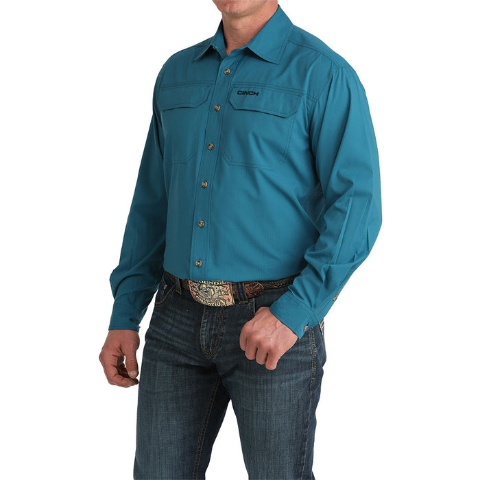 Cinch Men's Teal Long Sleeve ArenaFlex Shirt