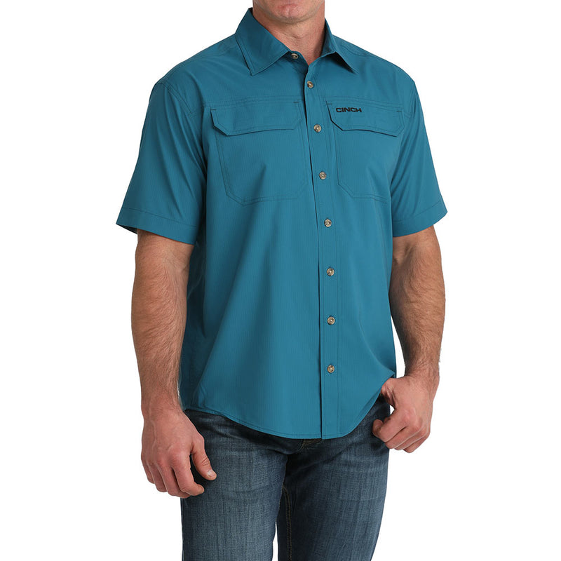Cinch Men's Teal Short Sleeve ArenaFlex Shirt