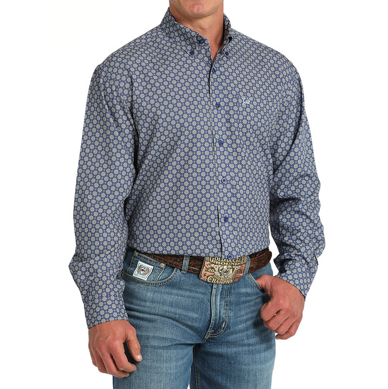 Cinch Men's Blue ArenaFlex Long Sleeve Button Shirt