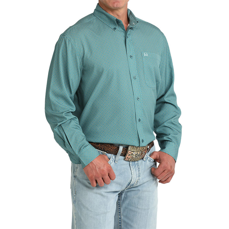 Cinch Men's Teal Arena Flex Long Sleeve Shirt
