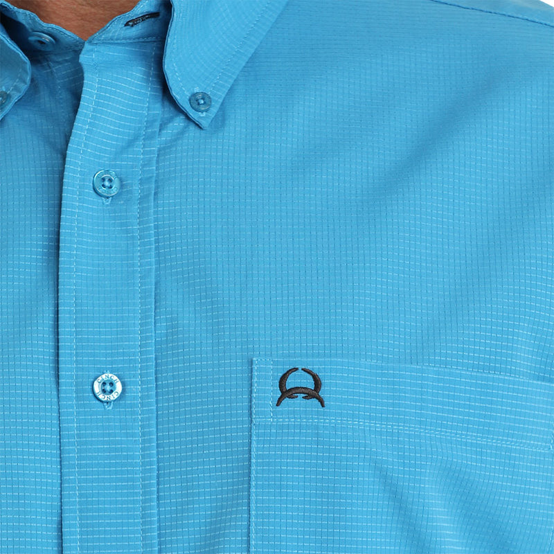 Cinch Men's Solid Blue ArenaFlex Short Sleeve Shirt