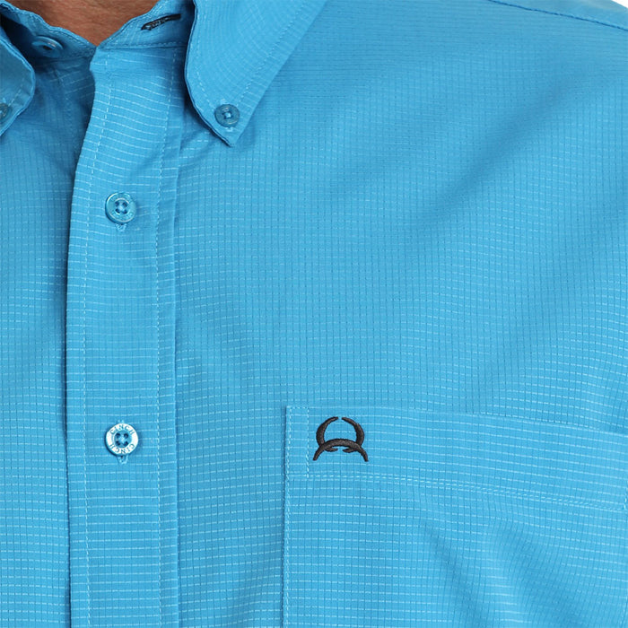 Cinch Men's Solid Blue ArenaFlex Short Sleeve Shirt