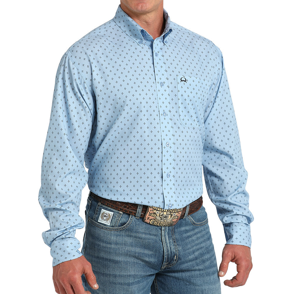 Cinch Men's Light Blue ArenaFlex Long Sleeve Button Shirt