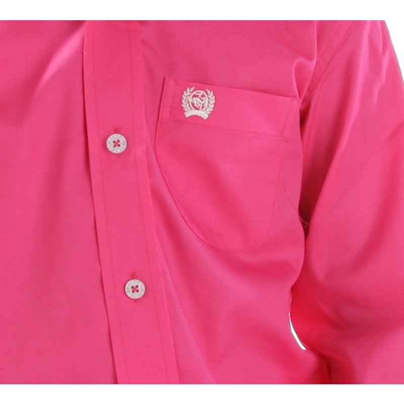 Cinch Boy's Solid Pink Button Down Long Sleeve Shirt