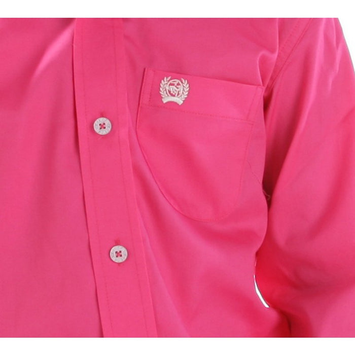 Cinch Kid's Solid Pink Button Down Long Sleeve Shirt