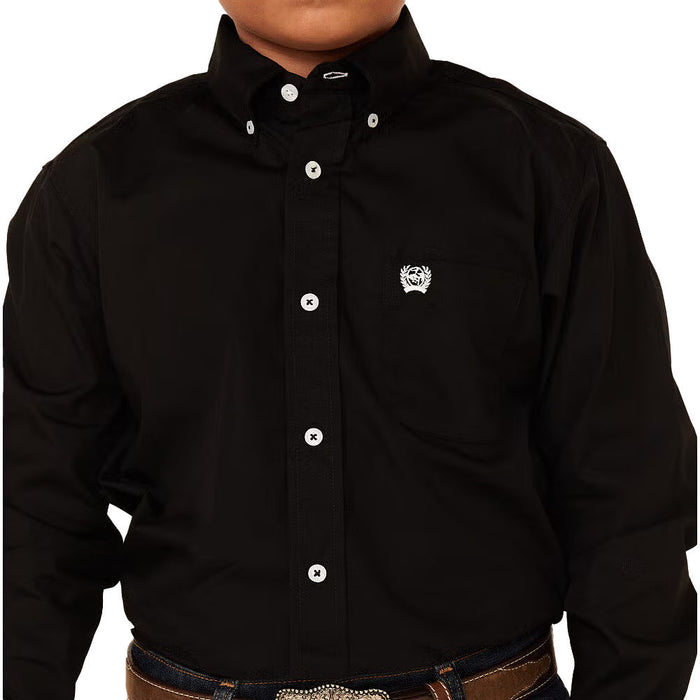 Cinch Boy's Solid Black Button Down Shirt
