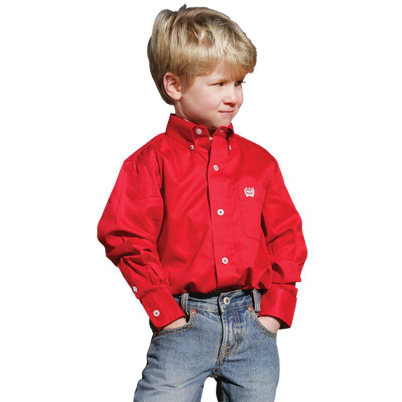 Cinch Boy's Solid Red Button Down Shirt
