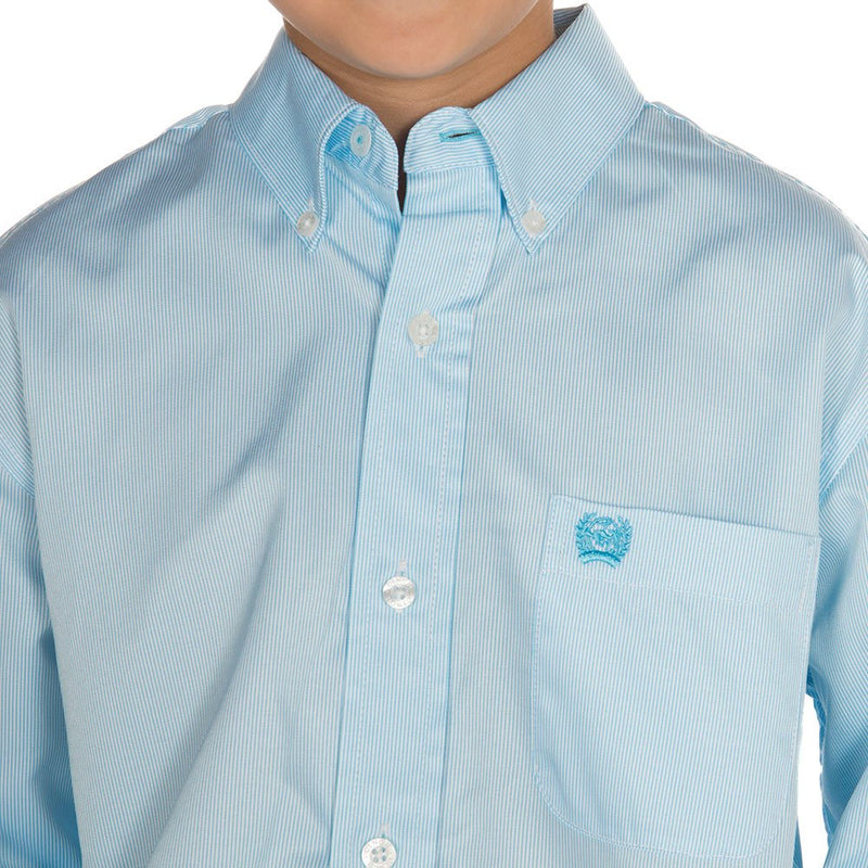 Cinch Boys Tencel Teal Striped Long Sleeve