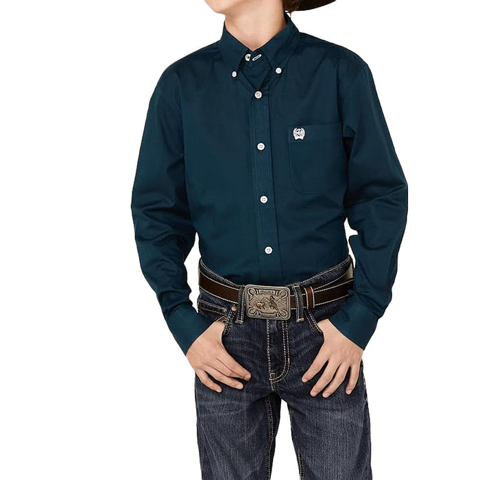 Cinch Boy's Match Dad Solid Button Down Western Shirt