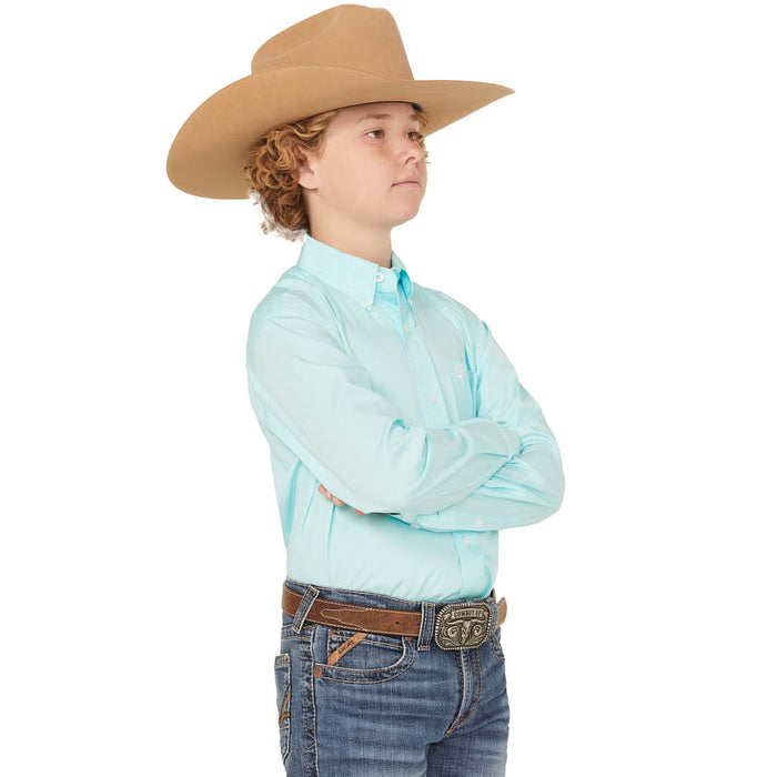 Cinch Boy's Turquoise Long Sleeve Button Shirt