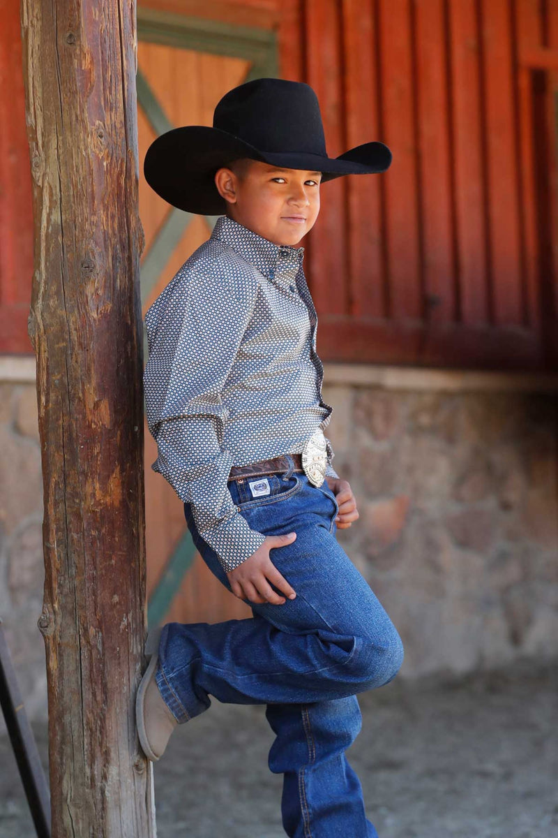 Cinch Boy's Teal Print Shirt