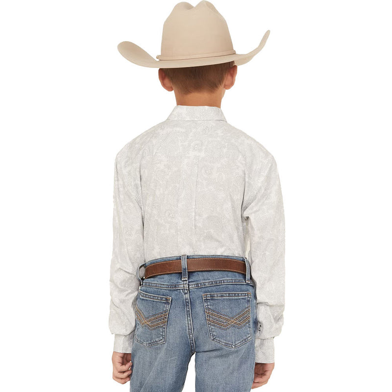 Cinch Boy's White Paisley Print Shirt