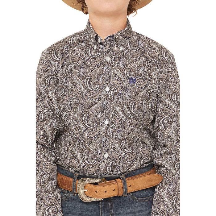 Cinch Boy's Paisley Long Sleeve Button Shirt