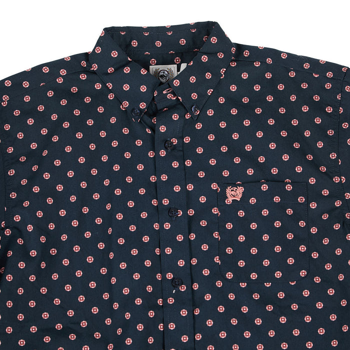 Cinch Boy's Navy Print Long Sleeve Button Shirt