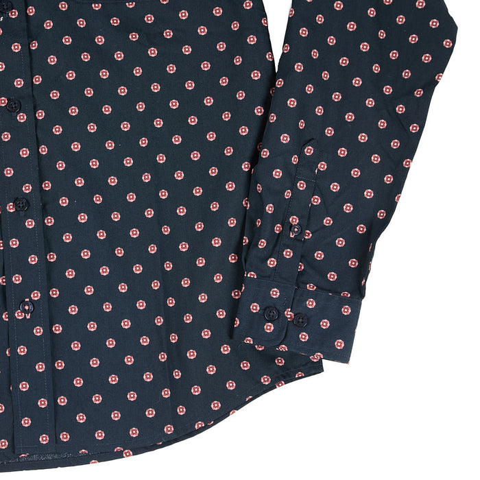 Cinch Boy's Navy Print Long Sleeve Button Shirt