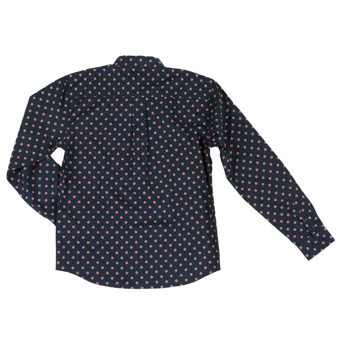 Cinch Boy's Navy Print Long Sleeve Button Shirt