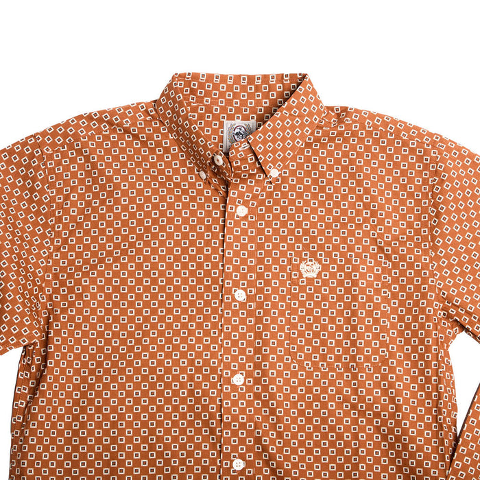 Cinch Boy's Brown Print Long Sleeve Button Shirt