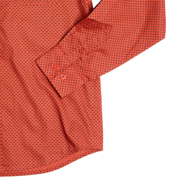 Cinch Boy's Red Printed Long Sleeve Button Shirt