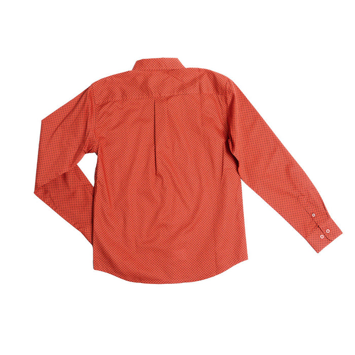Cinch Boy's Red Printed Long Sleeve Button Shirt