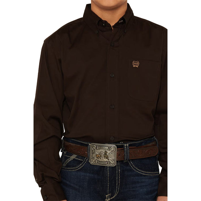 Cinch Boy's Solid Brown Shirt