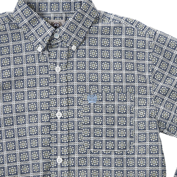 Cinch Boy's White Square Print Shirt