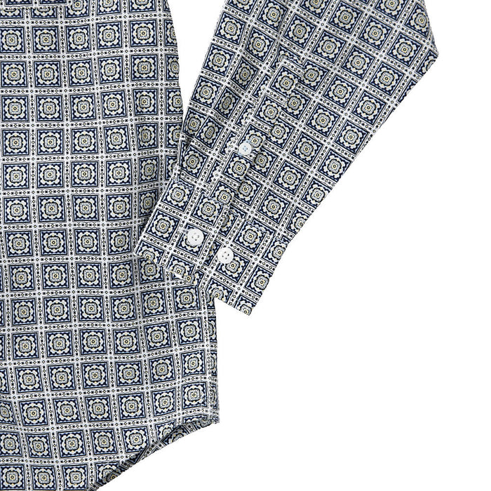 Cinch Boy's White Square Print Shirt