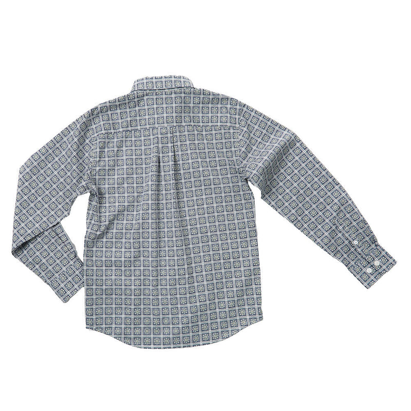 Cinch Boy's White Square Print Shirt