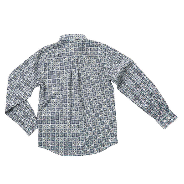Cinch Boy's White Square Print Shirt