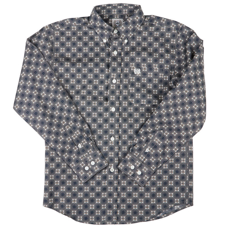 Cinch Boy's Khaki Print Shirt