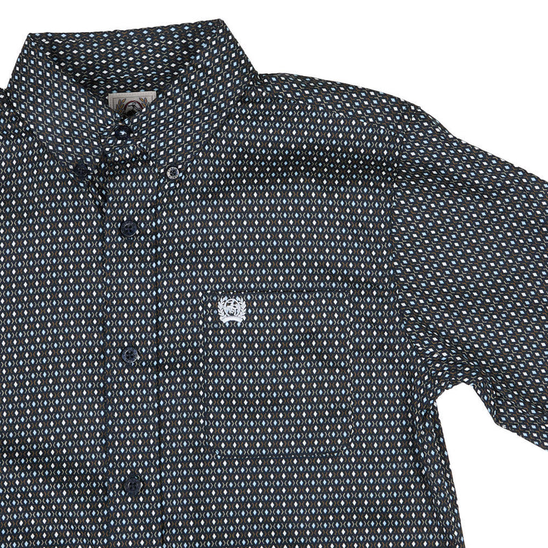 Cinch Boy's Navy Dot Print Shirt