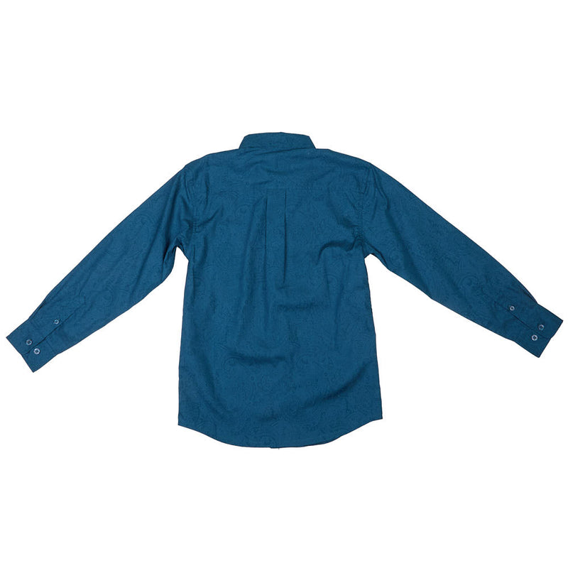 Cinch Boy's Blue Paisley Printed Long Sleeve Shirt